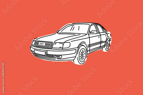 Wallpaper Aesthetic, Trendy automotive Lock Screen, Vector illustrations for apparel prints and other uses. Hand drawn car.