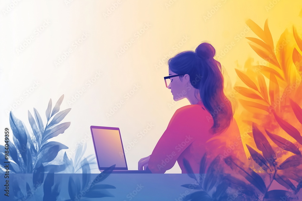 a woman working with her laptop