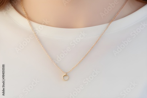 Elegant Gold Necklace Isolated on White Background