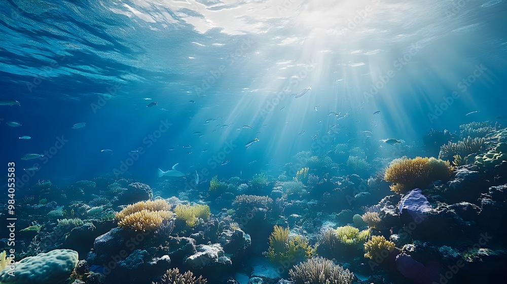 Naklejka premium Bright flowers bring color to the dense tropical rainforest scene