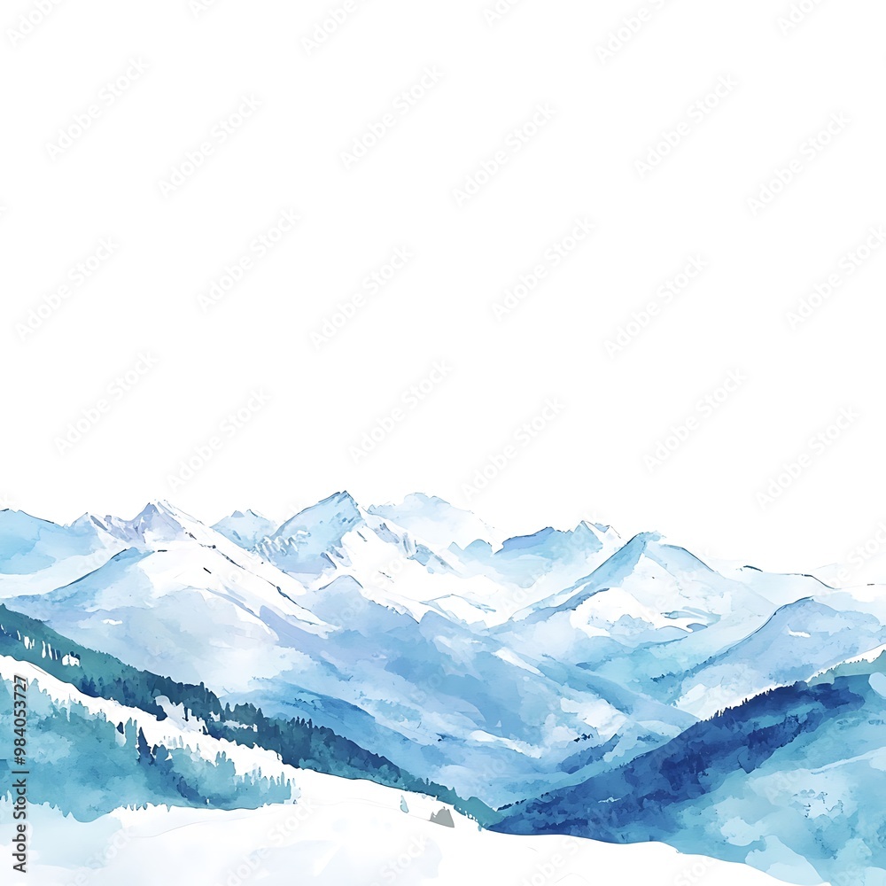 Abstract Watercolor Painting of a Snowy Mountain Range. Abstract Watercolor Painting of a Snowy Mountain Range.