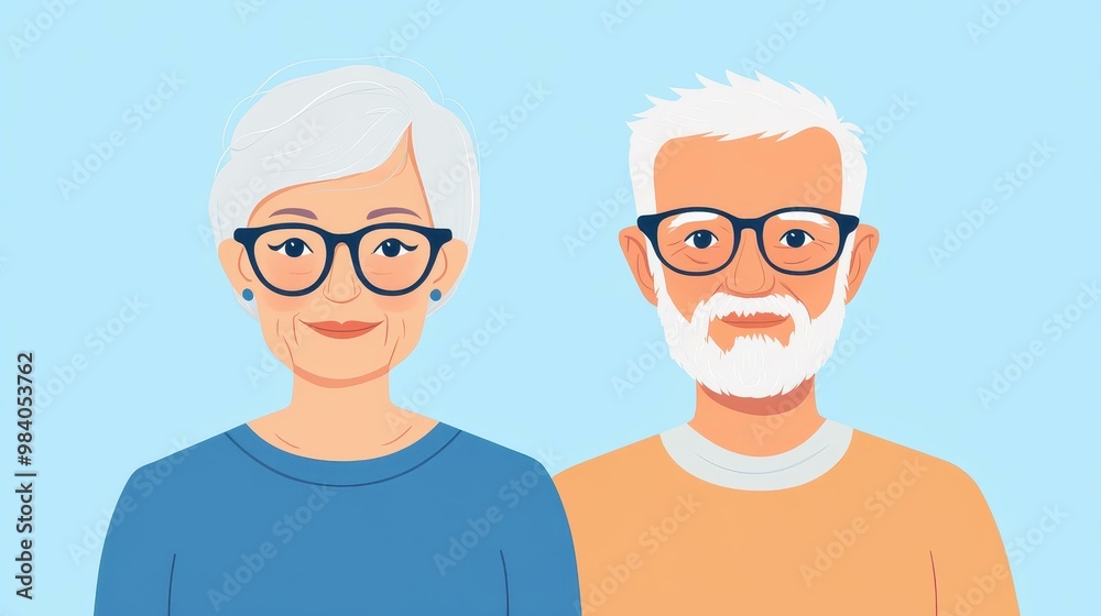 A whimsical D portrait of a lively elderly couple, perfect for familyfriendly projects and heartfelt designs. A whimsical D portrait of a lively elderly couple, perfect for familyfriendly projects and heartfelt designs.