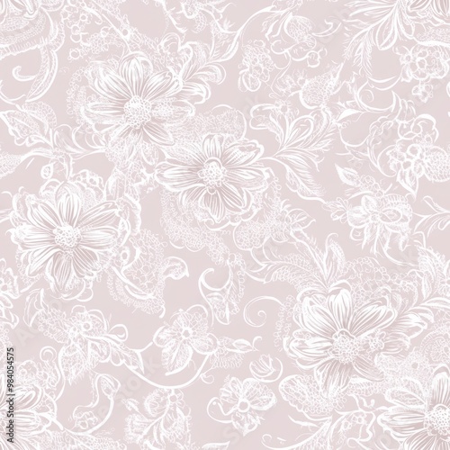 Delicate Floral Pattern on Soft Beige Background