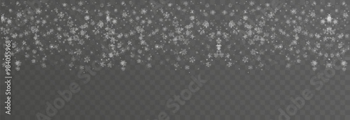 Vector snow on isolated transparent background. Snow png, snowflakes png. Snowfall, blizzard, winter. Snowy or Christmas background.