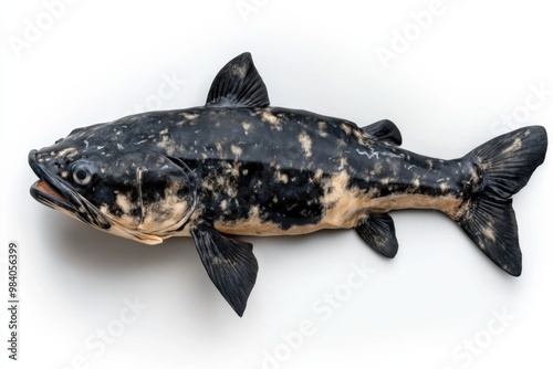 Ancient Coelacanth Specimen Isolated on Pure White photo