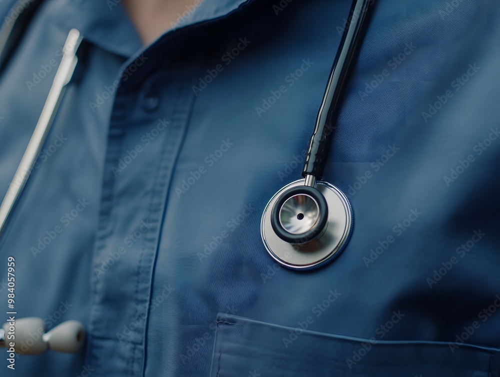 Close-up of a doctor with a stethoscope, symbolizing healthcare and professionalism in a clinical setting. Close-up of a doctor with a stethoscope, symbolizing healthcare and professionalism in a clinical setting.