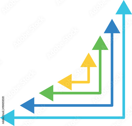 colored arrows with acute angles in different directions