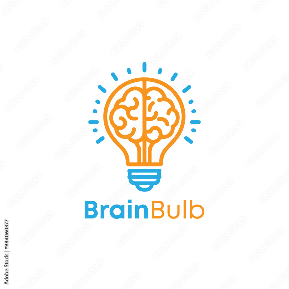 Brain bulb Creative logo vector design template. Creative idea flat line icon. Brain in lightbulb vector illustration. Thin sign of innovation, solution, education logo Brain bulb Creative logo vector design template. Creative idea flat line icon. Brain in lightbulb vector illustration. Thin sign of innovation, solution, education logo