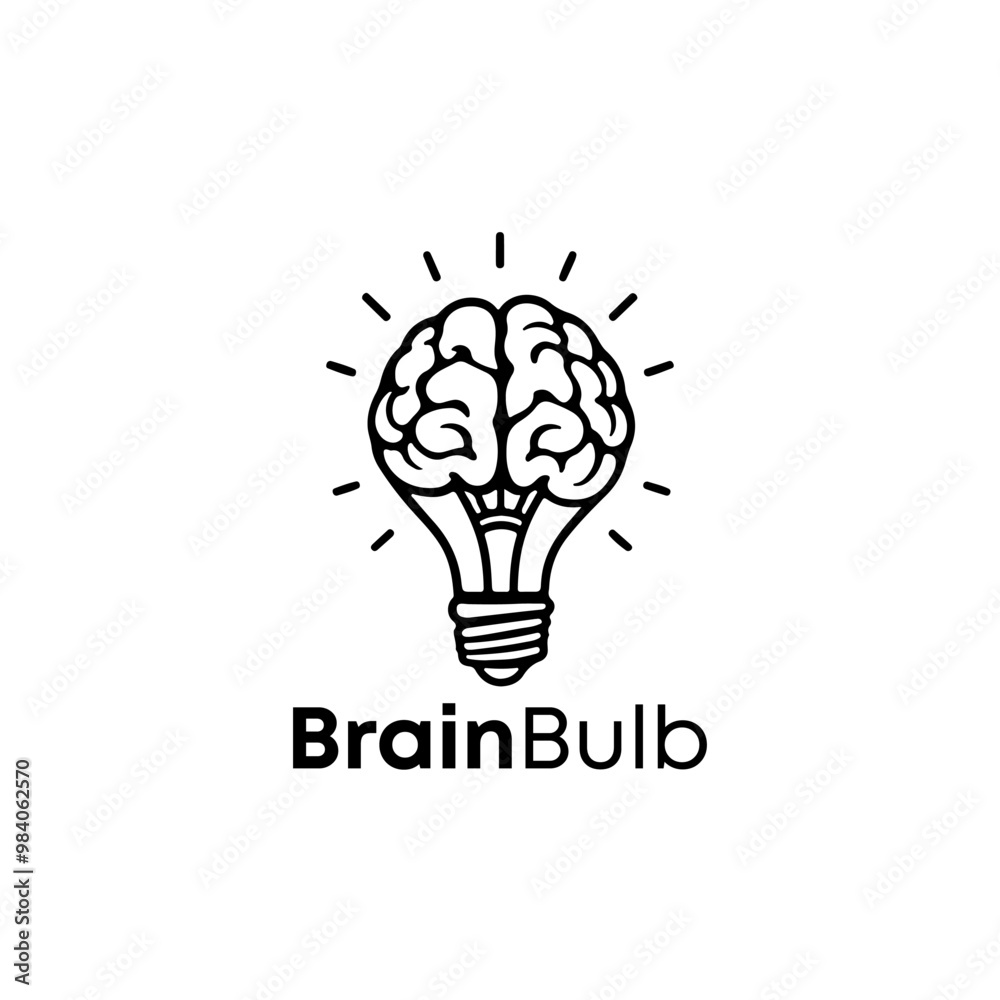 Brain bulb Creative logo vector design template. Creative idea flat line icon. Brain in lightbulb vector illustration. Thin sign of innovation, solution, education logo Brain bulb Creative logo vector design template. Creative idea flat line icon. Brain in lightbulb vector illustration. Thin sign of innovation, solution, education logo