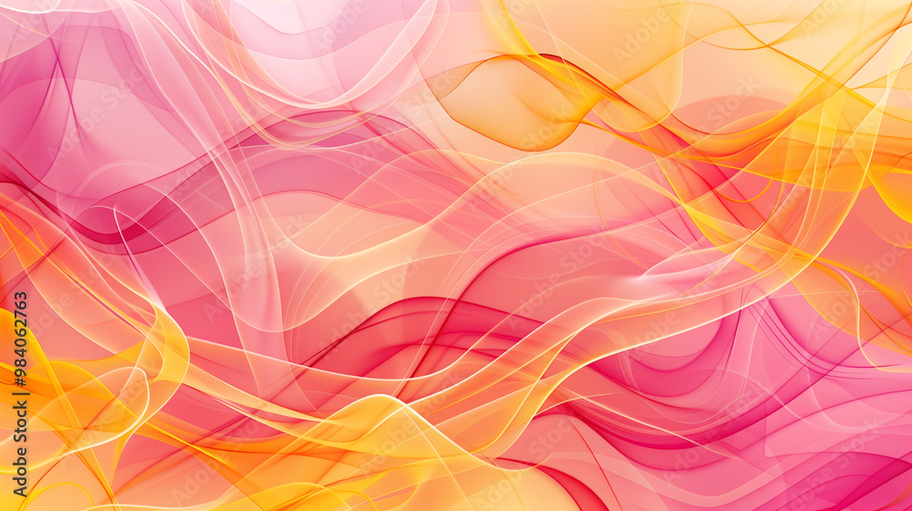 Dynamic abstract composition with flowing pink, orange, and yellow lines, ideal for celebratory themes, digital art, and modern design. Dynamic abstract composition with flowing pink, orange, and yellow lines, ideal for celebratory themes, digital art, and modern design.