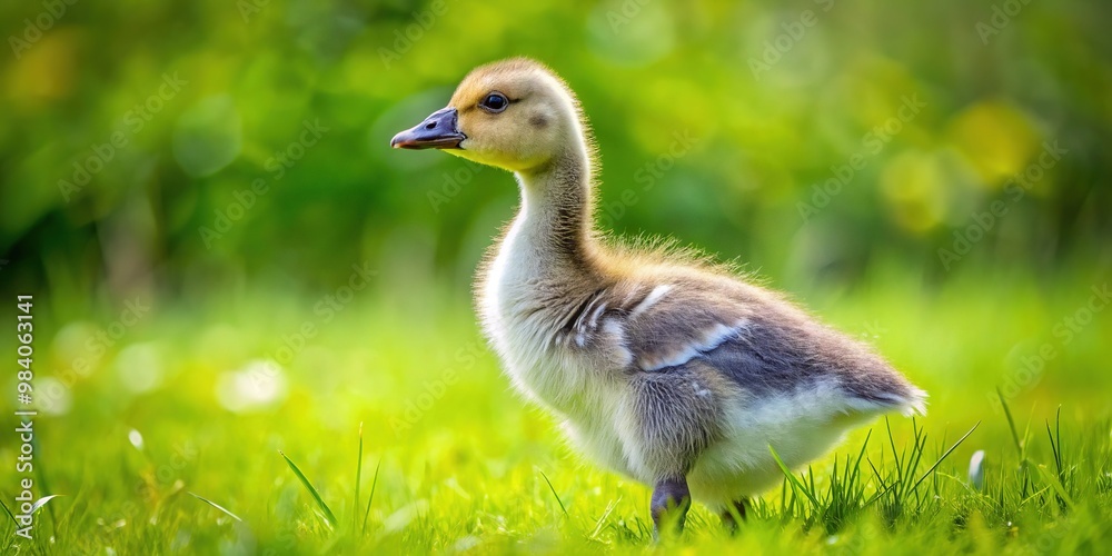 A young goose stands proudly on a lush green meadow, its white feathers glistening with subtle markings that bespoke its youth. A young goose stands proudly on a lush green meadow, its white feathers glistening with subtle markings that bespoke its youth.