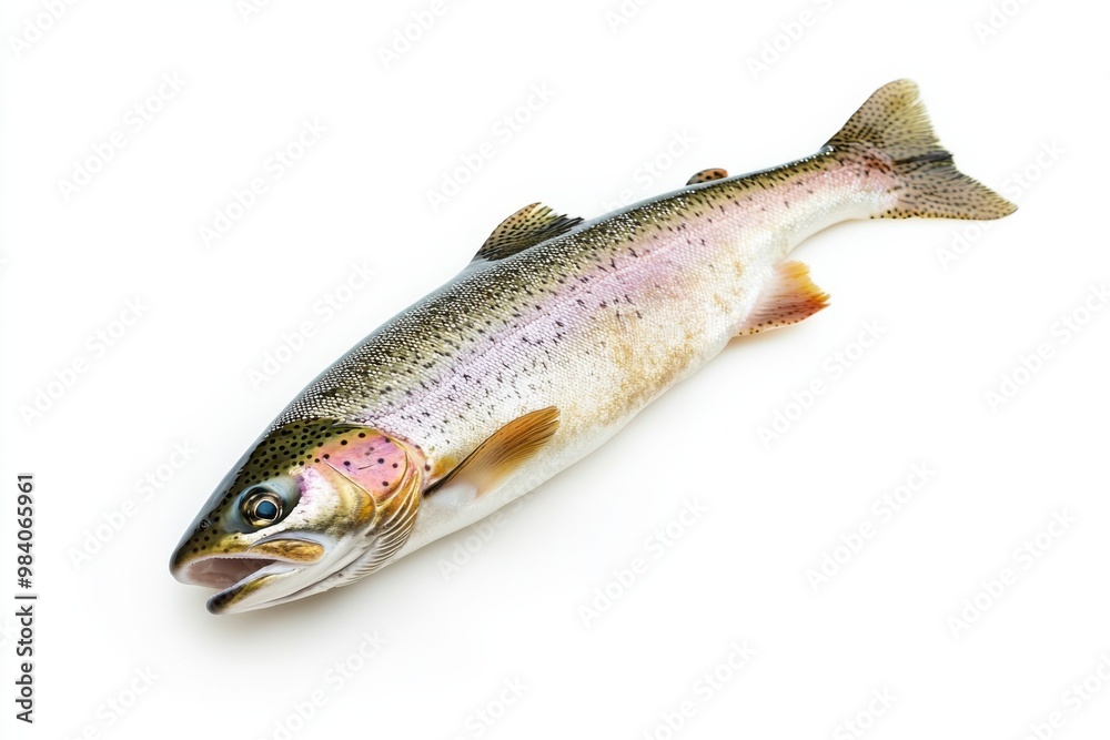 Colorful Rainbow Trout Against Pure White Background Colorful Rainbow Trout Against Pure White Background
