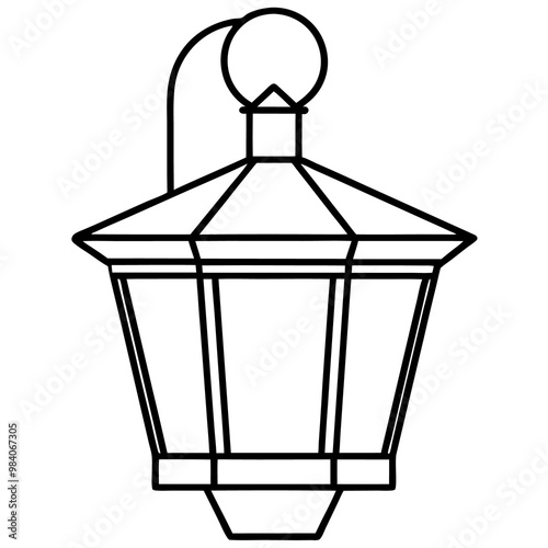 wall lanterns outline coloring book page line art drawing