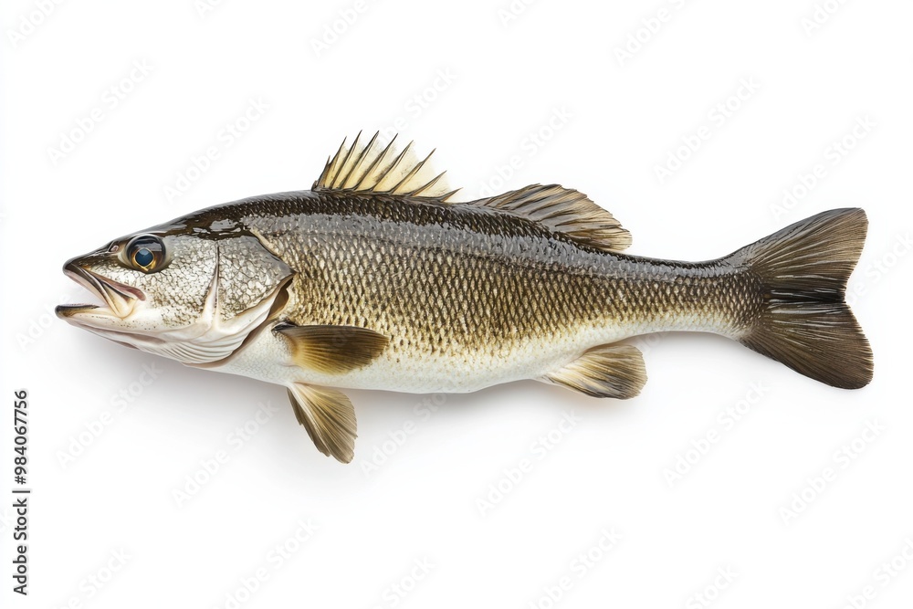Premium Sea Bass Against Clean White Canvas