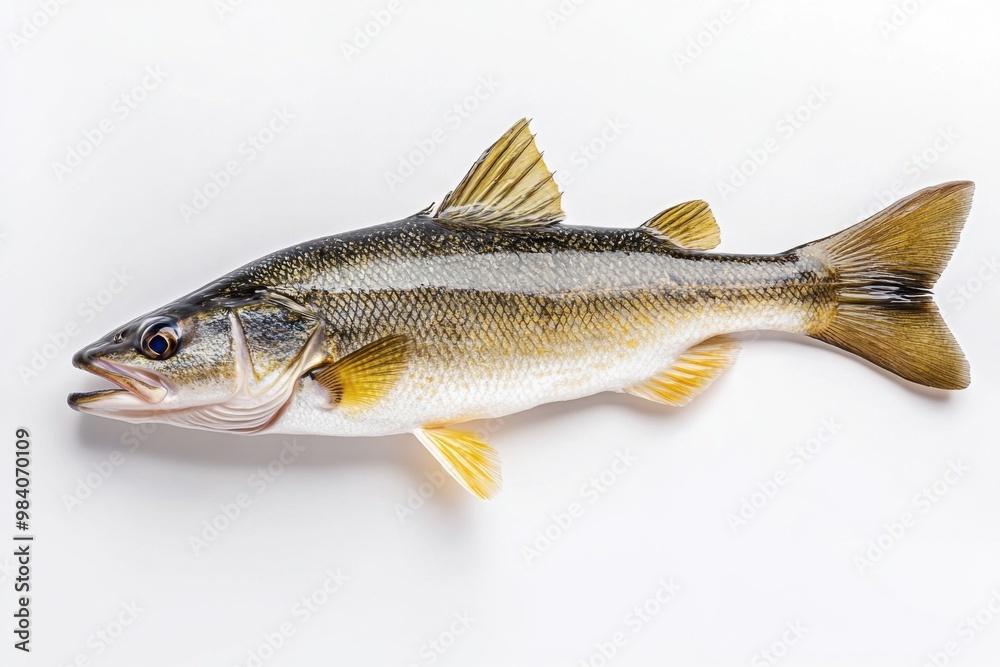 Premium Walleye Specimen on Spotless White Backdrop Premium Walleye Specimen on Spotless White Backdrop
