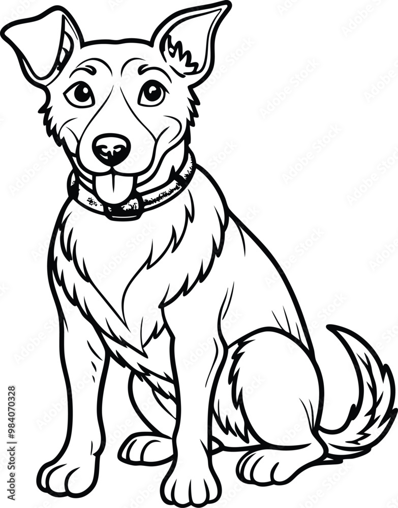 Fototapeta premium black dog line art vector illustration silhouette, Print