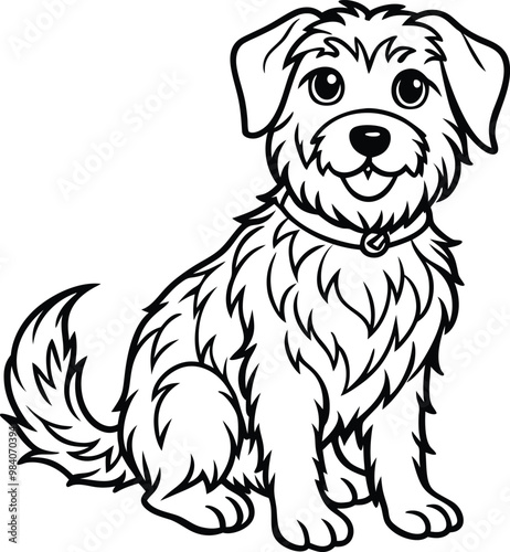 black dog line art vector illustration silhouette, Print