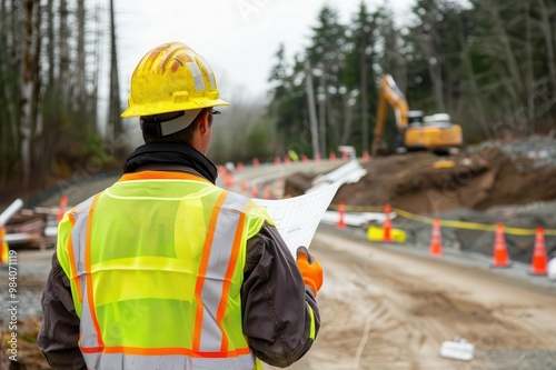 a person inspecting a worksite for potential hazards