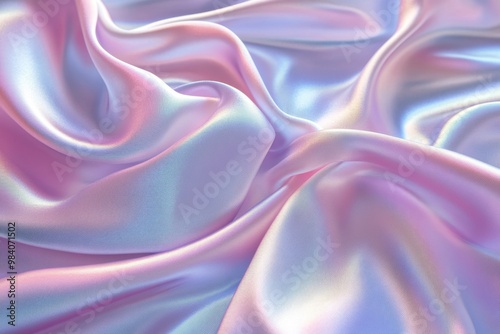 A flowing, iridescent fabric with soft waves of pastel pink, blue, and purple hues