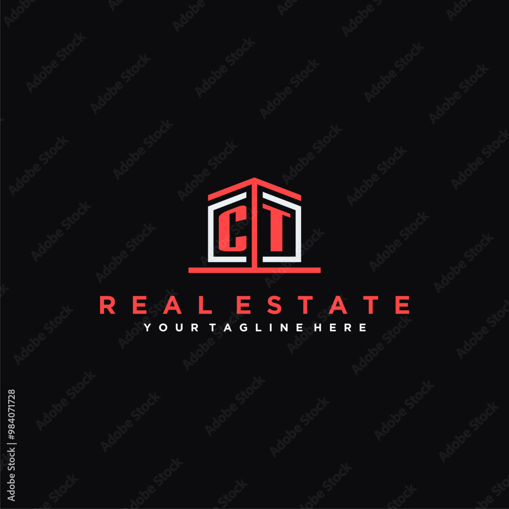 CT Initials Modern Logo Design for a Real Estate Company Featuring a Unique Icon and Bold Typography on a Black Background CT Initials Modern Logo Design for a Real Estate Company Featuring a Unique Icon and Bold Typography on a Black Background