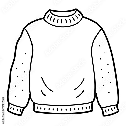 warm sweater outline coloring book page line art drawing