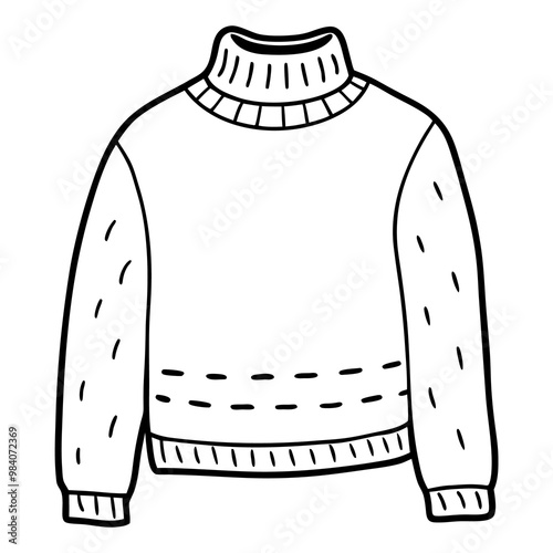 warm sweater outline coloring book page line art drawing