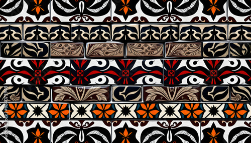 polynesian maori pattern vector illustration wallpaper tile brick isolated with white highlights, png photo