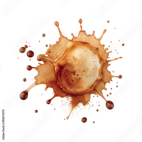 
stain or blot in brown shades, with splashes, isolated on a white background