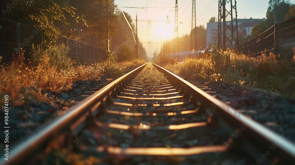 Obraz premium Railway infrastructure outdoors. Close up