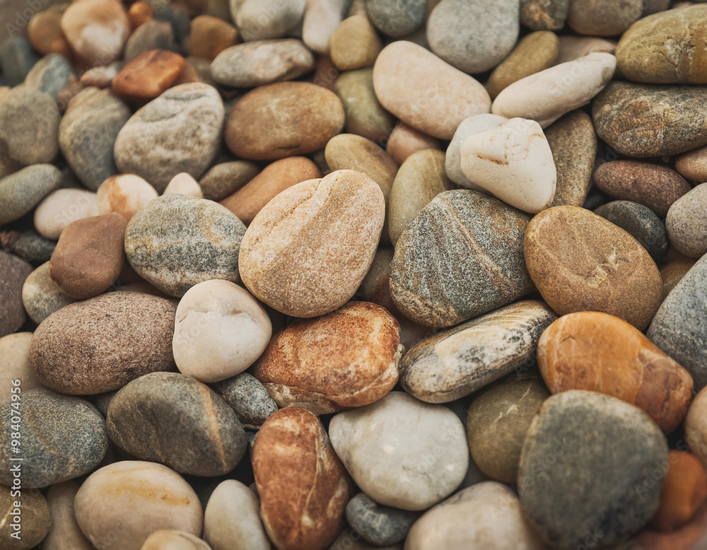 Close-Up of Stone Pebbles with Smooth Texture and Natural Colors Close-Up of Stone Pebbles with Smooth Texture and Natural Colors
