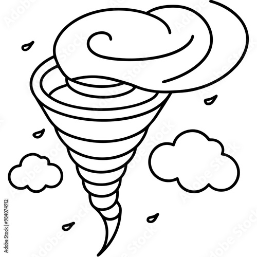 weather tornado outline coloring book page line art drawing
