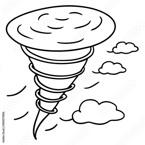 weather tornado outline coloring book page line art drawing