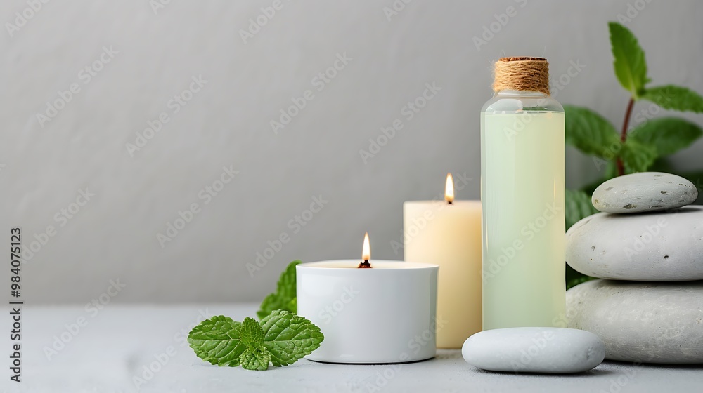 Spa Treatment With Candles Stones and Essential Oils Spa Treatment With Candles Stones and Essential Oils