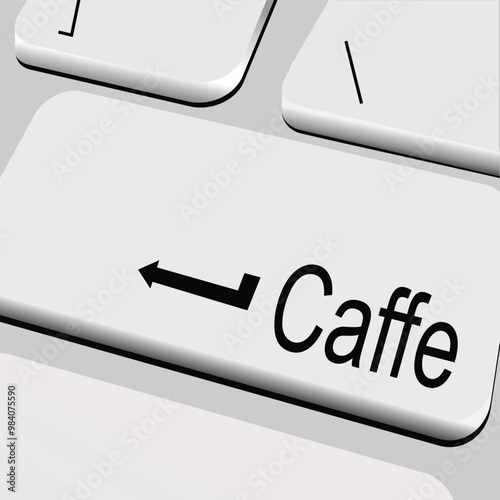 Computer keyboard with word Caffe, selected focus on enter button. vector illustration