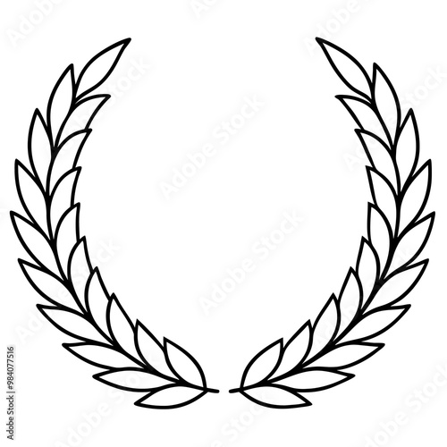 wreath of laurels outline coloring book page line art drawing
