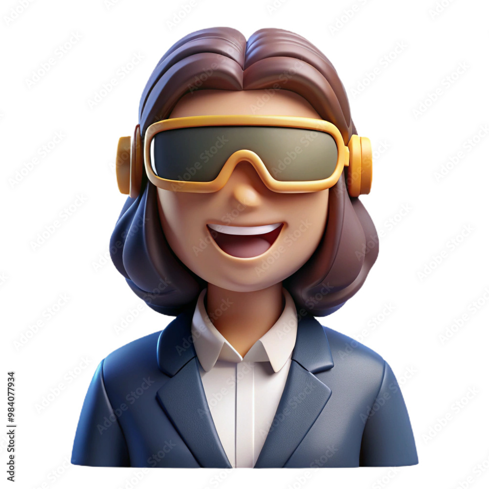 3D avatar of a woman wearing virtual reality glasses
3D avatar of a woman wearing virtual reality glasses