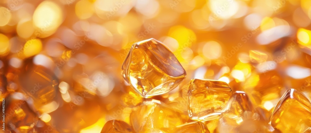 A close-up view of shimmering amber crystals, capturing their vibrant colors and unique shapes in soft, warm lighting. A close-up view of shimmering amber crystals, capturing their vibrant colors and unique shapes in soft, warm lighting.