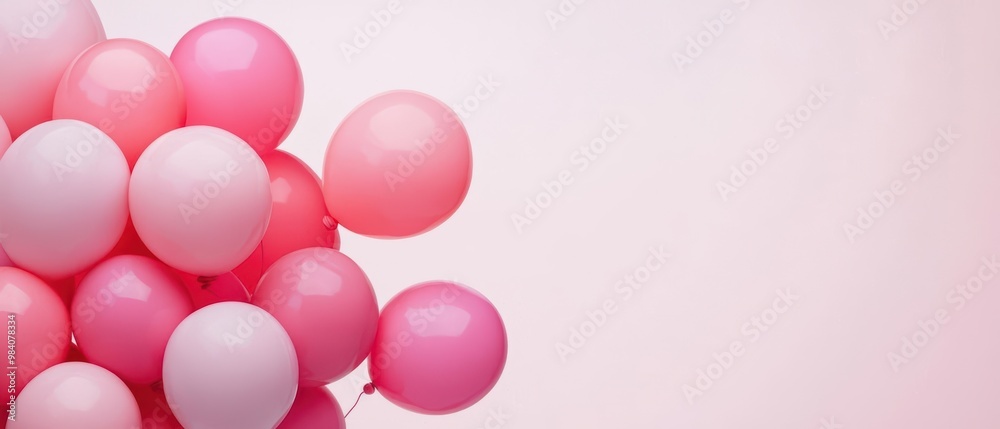 A collection of pink and white balloons on a soft background, perfect for celebrations and festive occasions. A collection of pink and white balloons on a soft background, perfect for celebrations and festive occasions.
