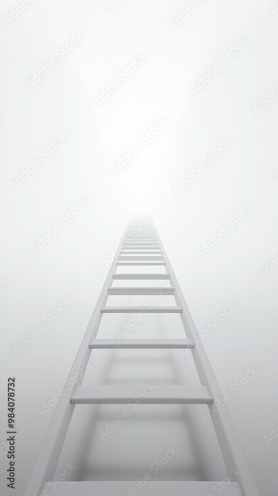A white ladder with many steps that is leaning against a wall A white ladder with many steps that is leaning against a wall
