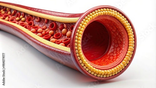 Asymmetrical crosssection of healthy artery on white background