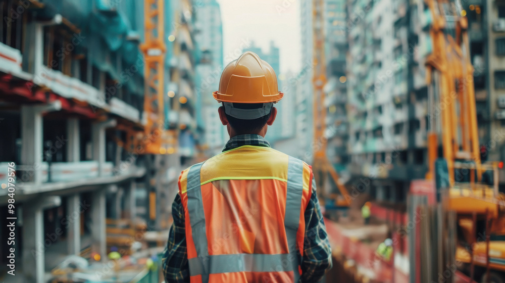 Obraz premium Work Safety officer or Civil Engineer. team worker on background of construction site