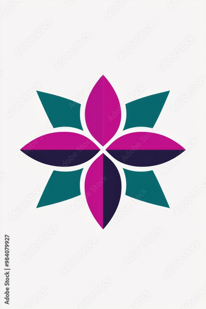 Abstract Flower Logo Design in Teal, Pink and Navy Blue Abstract Flower Logo Design in Teal, Pink and Navy Blue