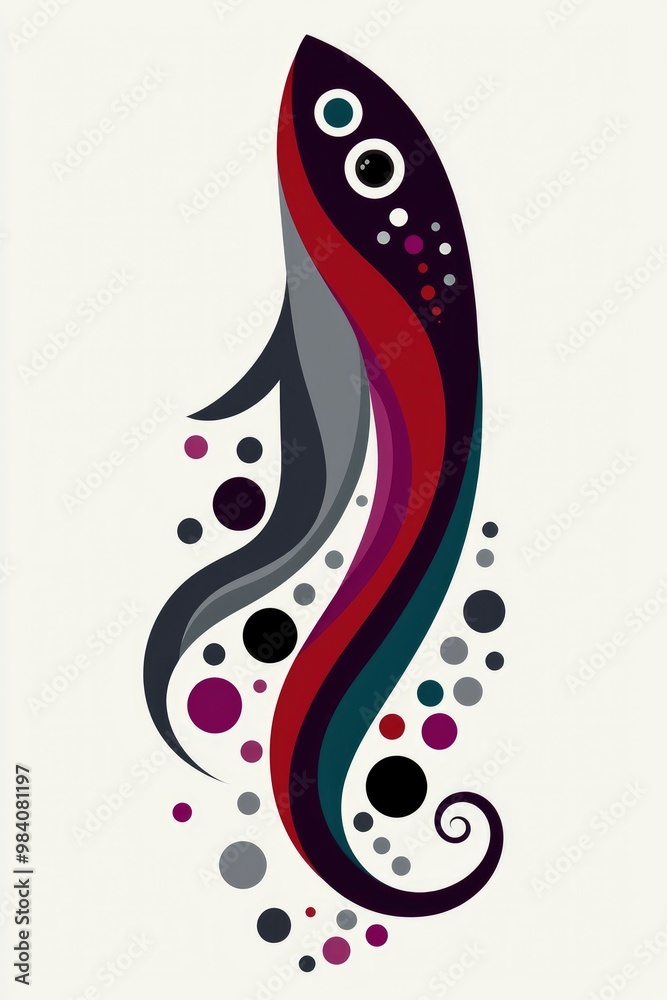 Abstract Fish with Swirls and Dots Abstract Fish with Swirls and Dots
