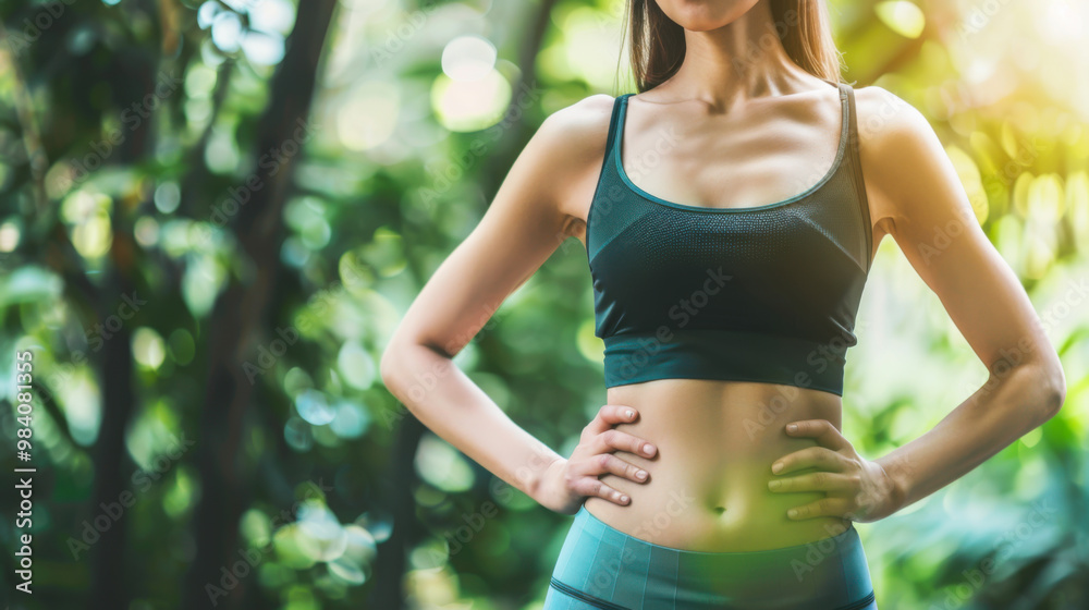 Young woman in sportswear and athletic toned body outdoors. Active lifestyle. Concept of sport, health. Young woman in sportswear and athletic toned body outdoors. Active lifestyle. Concept of sport, health.