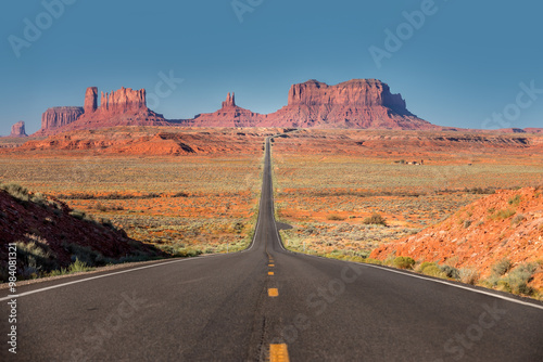 Famous view on the road to the Monument Valley, Arizona USA