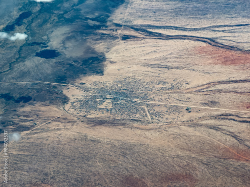 aerial view of Kenyan landscape around  Habaswein, a town in Kenya's Wajir County aka 