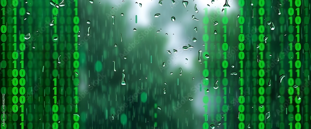 contrasting against the green binary code rain. contrasting against the green binary code rain.