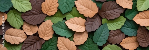 A close up of leaves with some brown and green leaves