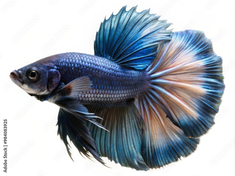 Colorful Siamese Fighting Betta Fish with Beautiful Silk Tail Isolated on White Background Colorful Siamese Fighting Betta Fish with Beautiful Silk Tail Isolated on White Background