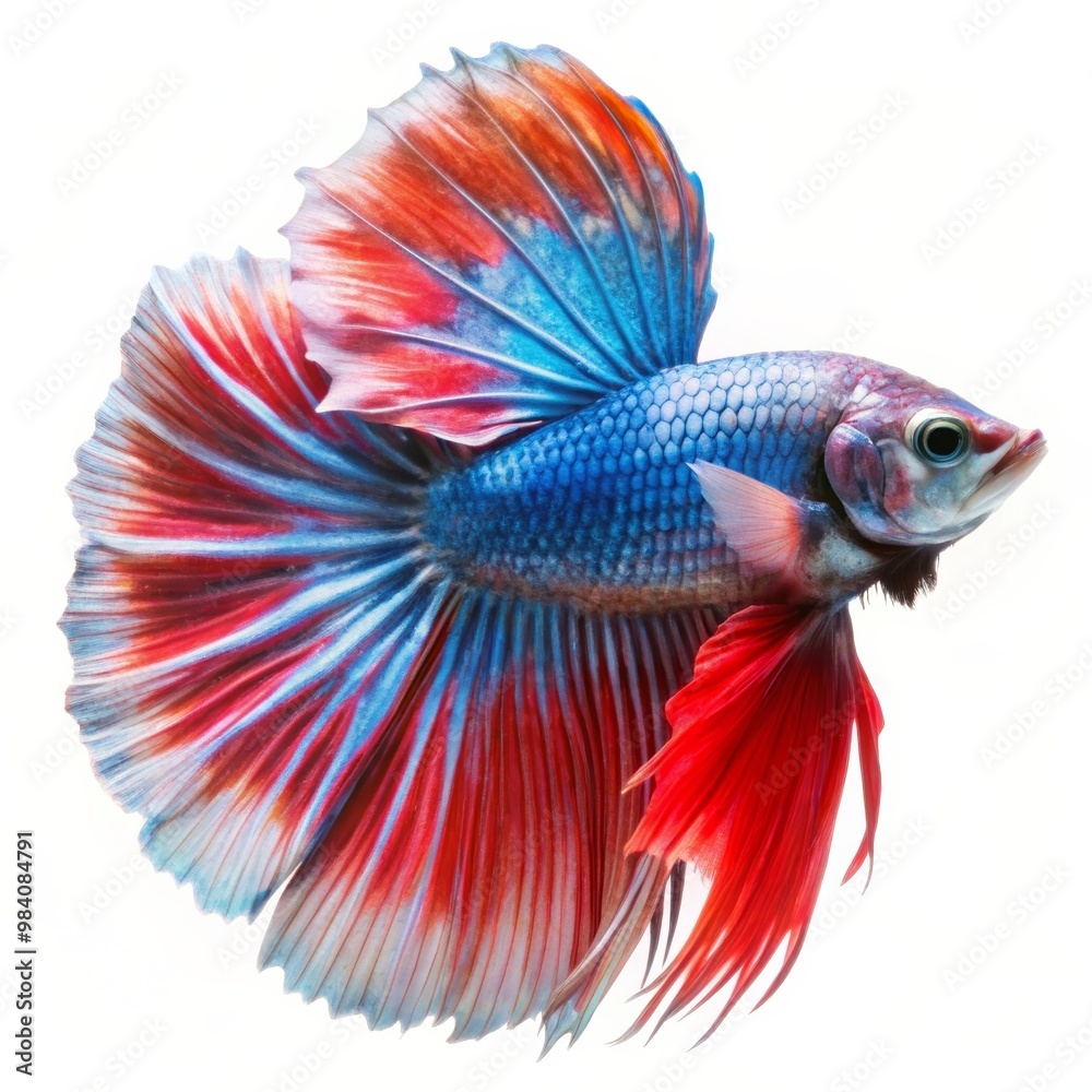 Colorful Siamese Fighting Betta Fish with Beautiful Silk Tail Isolated on White Background Colorful Siamese Fighting Betta Fish with Beautiful Silk Tail Isolated on White Background